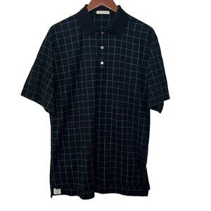 Peter Millar Polo Shirt Men’s Size Medium Black Checkered Golf Short Sleeve